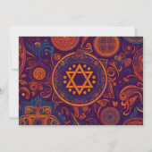Bar Mitzvah Abstract Design Paarse Sinaasappel Kaart (Achterkant)