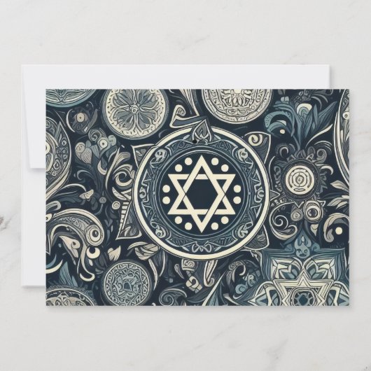 Bar Mitzvah Abstracte achtergrond Design Blauw Wit Kaart (Achterkant)