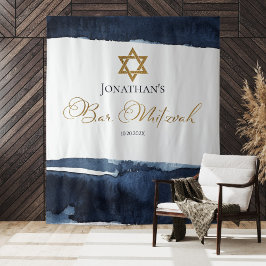 Bar Mitzvah Achtergrond | Blauwe Waterverf Abstrac Wandkleed