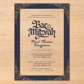 BAR MITZVAH Acryl Clear Luxe Minimalist Uitnodigingen (Voorkant)