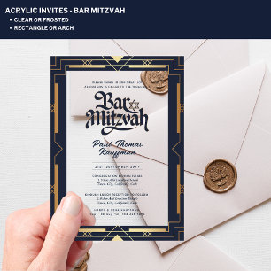 BAR MITZVAH Acryl Navy Gold Luxe Minimalist Acryl Uitnodigingen