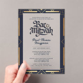 BAR MITZVAH Acryl Navy Gold Luxe Minimalist Uitnodigingen (Insitu (Draagbaar))