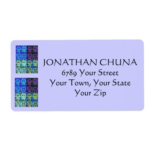 Bar Mitzvah Adres Label: Indigo-Blue Hamsa Etiket (Voorkant)