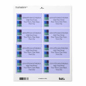 Bar Mitzvah Adres Label: Indigo-Blue Hamsa Etiket (Full Sheet)