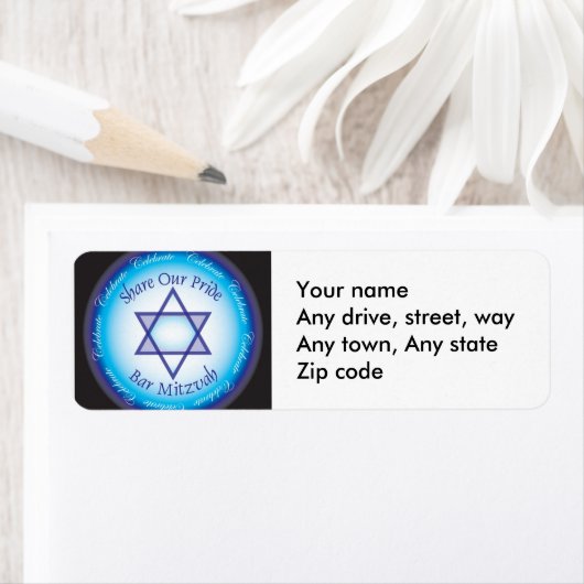 Bar Mitzvah Adres retour label (Insitu)