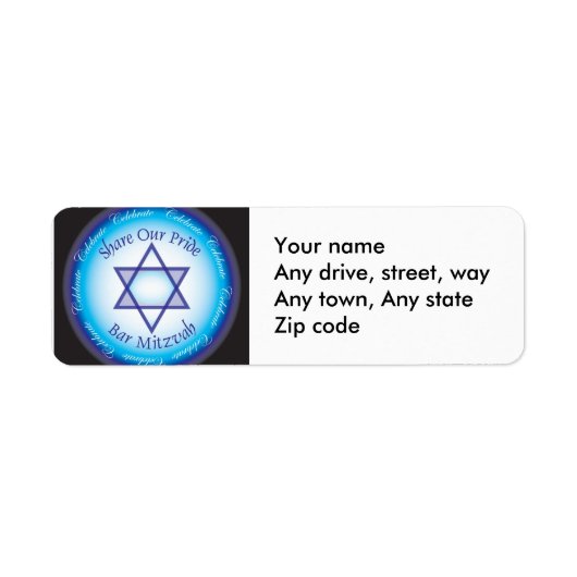 Bar Mitzvah Adres retour label (Voorkant)