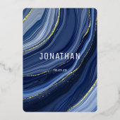 Bar Mitzvah Agate Marble REAL GOLD Foil Invitation Folie Uitnodiging (Achterkant)