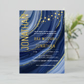 Bar Mitzvah Agate Marble REAL GOLD Foil Invitation Folie Uitnodiging (Staand Voorkant)