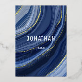 Bar Mitzvah Agate Marble REAL GOLD Foil Invitation Folie Uitnodiging (Achterkant)