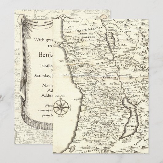 Bar Mitzvah Ancient Map Tribes of Israel Kaart (Voorkant / Achterkant)