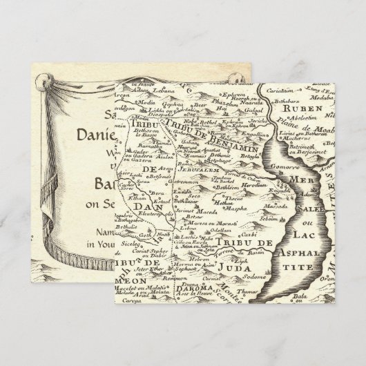 Bar Mitzvah Antiek Kaart, stammen van Israël Save The Date (Voorkant / Achterkant)