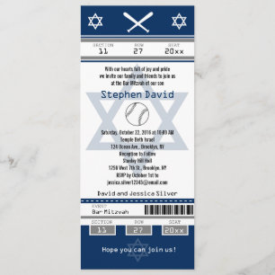 Bar Mitzvah Baseball Ticket Invitation Kaart