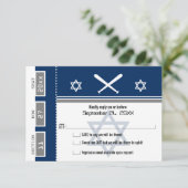 Bar Mitzvah Baseball Ticket RSVP Kaart (Staand voorkant)