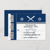Bar Mitzvah Baseball Ticket RSVP Kaart (Voorkant / Achterkant)