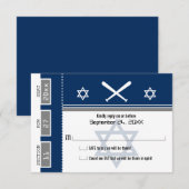 Bar Mitzvah Baseball Ticket RSVP Kaartje (Voorkant / Achterkant)