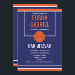 Bar Mitzvah  Basketball Uitnodiging<br><div class="desc">Viel je niet-kleintje dat ouder wordt. Nodig je familie uit om te zien hoe de challah gesneden wordt met deze aangepaste basketbal geïnspireerde bar mitzvah uitnodiging. //RSVP-KAART AANPASSEN IN SHOP//</div>