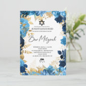 Bar Mitzvah\Bat Mitzvah,Birthday,Blue Gold Star Kaart (Staand voorkant)