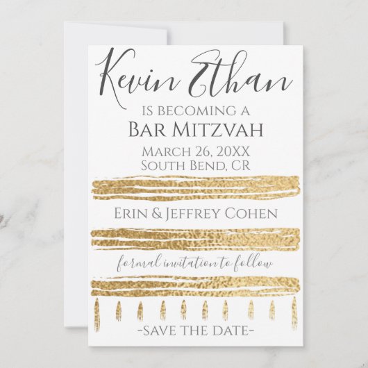 Bar Mitzvah Bat Mitzvah Sla de datum op Save The Date (Voorkant)