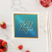 Bar Mitzvah/Bat Mitzvah Star van David Blue Gold Servetten (Insitu)