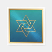 Bar Mitzvah/Bat Mitzvah Star van David Blue Gold Servetten (Voorkant)