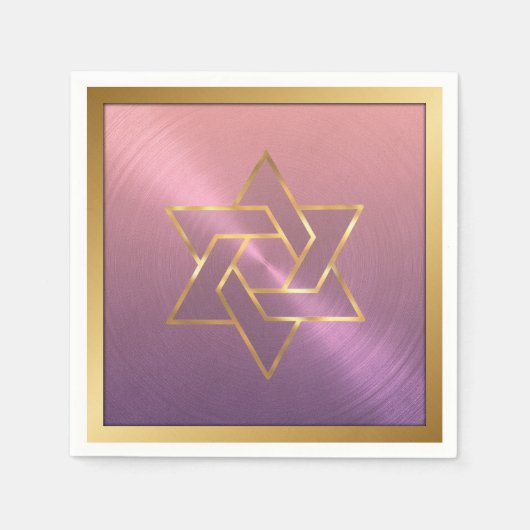 Bar Mitzvah/Bat Mitzvah Star van David Paars Pink Servetten (Voorkant)