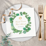 Bar Mitzvah Bat Mitzvah Waterverf Greenery Servet<br><div class="desc">Met delicate waterverf bladeren en een elegante gouden ster van David,  kan deze kroonbar of bat mitzvah papieren luiers gepersonaliseerd worden met je speciale gebeurtenisinformatie. Ontworpen door: Thisnotme©</div>