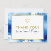 BAR MITZVAH bedankt gouden ster blauw waterverf (Voorkant)