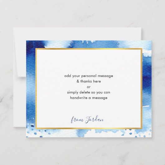 BAR MITZVAH bedankt gouden ster blauw waterverf (Achterkant)