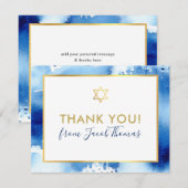 BAR MITZVAH bedankt gouden ster blauw waterverf (Voorkant / Achterkant)