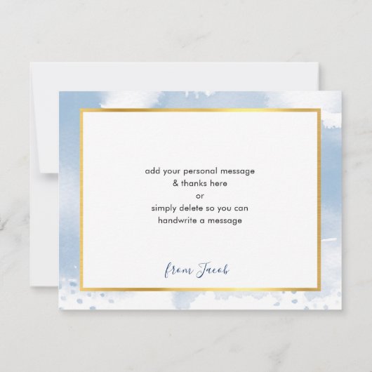 BAR MITZVAH bedankt gouden ster blauw waterverf (Achterkant)