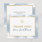 BAR MITZVAH bedankt gouden ster blauw waterverf (Voorkant / Achterkant)