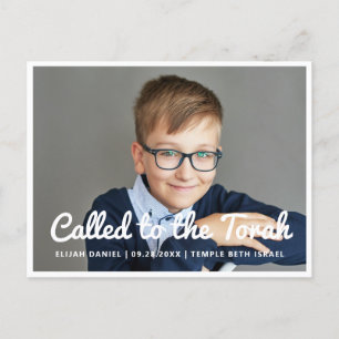 Bar Mitzvah belde naar de foto van Torah Modern Uitnodiging Briefkaart