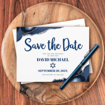 Bar Mitzvah Bewaar de datum Navy Blauwe Agate Schr