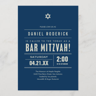 Bar Mitzvah Big Type Invitaties Kaart