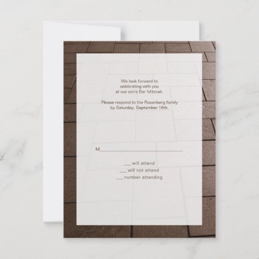 Bar Mitzvah Bimah Movie RSVP Reply Card (Voorkant)