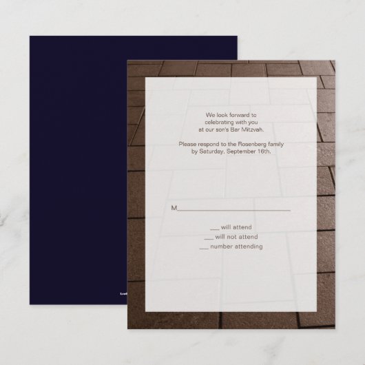 Bar Mitzvah Bimah Movie RSVP Reply Card Kaartje (Voorkant / Achterkant)