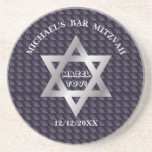 Bar Mitzvah Birthday Modern Pattern Zandsteen Onderzetter<br><div class="desc">Happy Bar Mitzvah Mazel Tov! 13e verjaardag Modern Pattern Design met davidster, gepersonaliseerde tekst sjabloon Trendy Decoratieve elementen. Religieuze evenementen Bar Mitzvahs Decoration, 13th Birthday.Home & Living > Keuken & Eten > Barware & Bar Tools > Onderzetters / Perfect cadeaus... voor decoratie en om herinneringen op te halen aan de...</div>