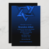 Bar Mitzvah Black en Blue Star van David Kaart (Voorkant / Achterkant)