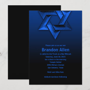 Bar Mitzvah Black en Blue Star van David Kaart