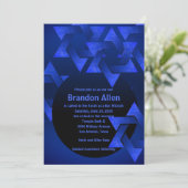 Bar Mitzvah Black en Blue Star van David Kaart (Staand voorkant)