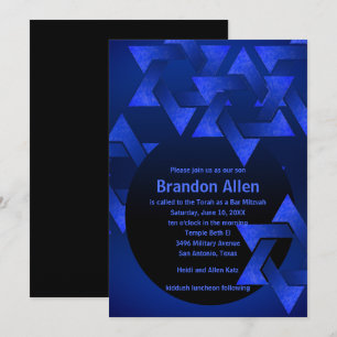 Bar Mitzvah Black en Blue Star van David Kaart