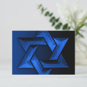 Bar Mitzvah Black en Blue Star van David RSVP (Staand voorkant)