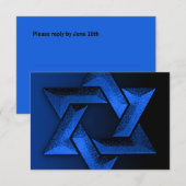 Bar Mitzvah Black en Blue Star van David RSVP (Voorkant / Achterkant)