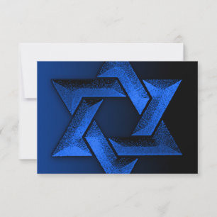 Bar Mitzvah Black en Blue Star van David RSVP Kaartje