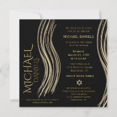 Bar Mitzvah Black en Gold Prayer Shawl Uitnodiging (Voorkant)