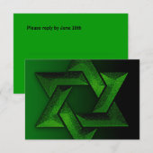 Bar Mitzvah Black en Green Star van David RSVP Kaartje (Voorkant / Achterkant)