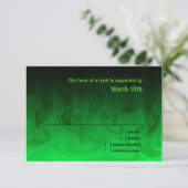 Bar Mitzvah Black en Green Waves RSVP (Staand voorkant)