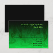 Bar Mitzvah Black en Green Waves RSVP (Voorkant / Achterkant)