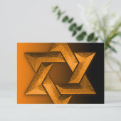 Bar Mitzvah Black en Oranje ster van David RSVP (Staand voorkant)