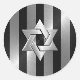 Bar Mitzvah Black en Silver Stripe Star van David Ronde Sticker